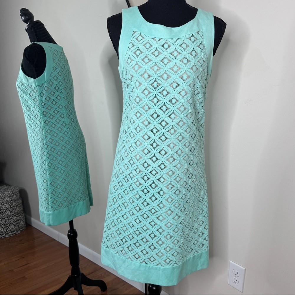 Eliza J Tiffany Blue Lazer Overlay Cut Out Sleeveless Dress Size 4